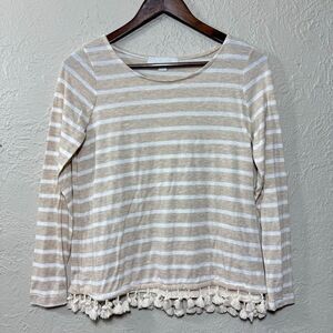 Kain Label Top Medium Petite Fringe Tassel Boho‎ Boxy Neutral Beachy Minimalist